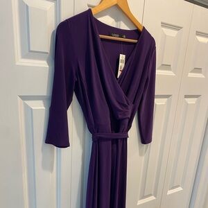 Lauren Ralph Lauren Elegant Purple Long Sleeve Dress